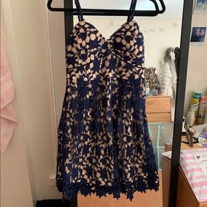 Francesca’s Navy and Nude Lace Dress